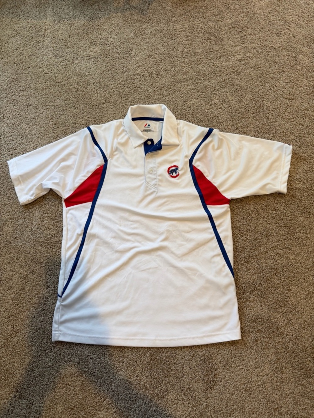 Majestic White Polo with Red & Blue Accents - Men's